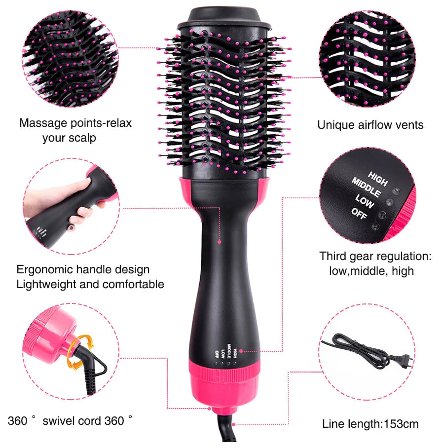 3 In 1 Brush For Hair Curler Hot Volumizing Brush Styler Curling Comb For Hair