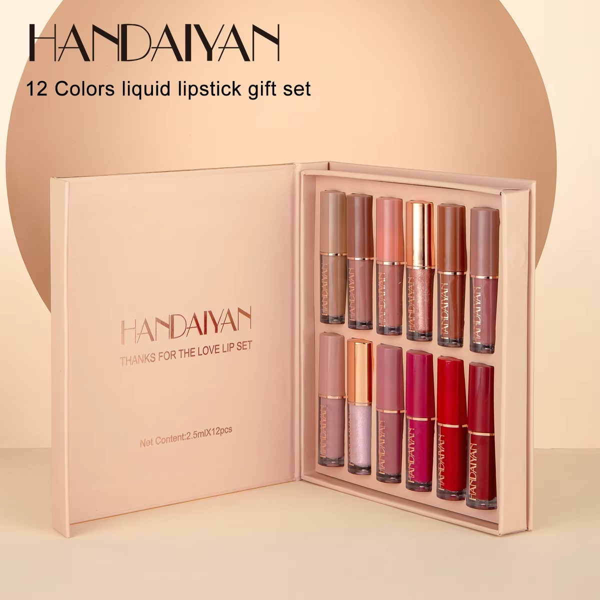 HANDAIYAN 12-Color Velvet Matte Lip Gloss Set