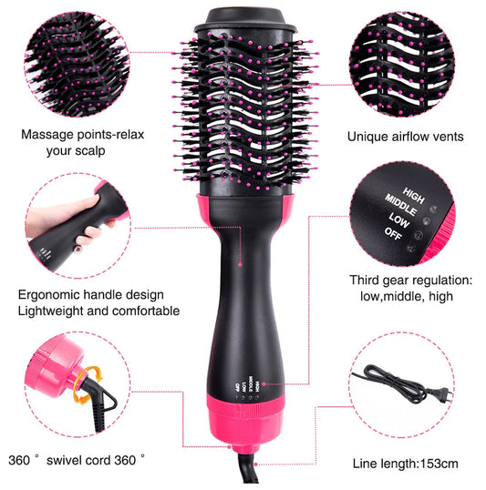 3 In 1  Brush For Hair Curler Hot Volumizing Brush Styler Curling Comb For Hair